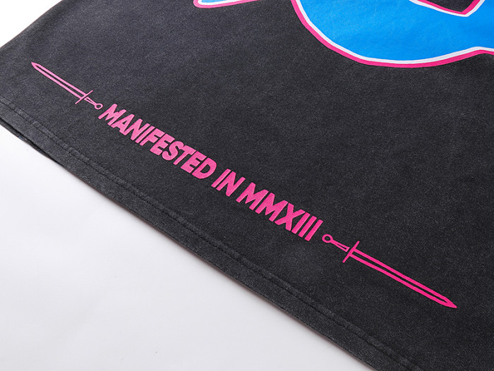 Vintage Black Miami Street Scene Double-sided Printed Short-sleeved T-shirt  29043084