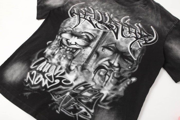 Laugh And Cry Double Face Prayer Print Washed Tee 2 colors 29043140