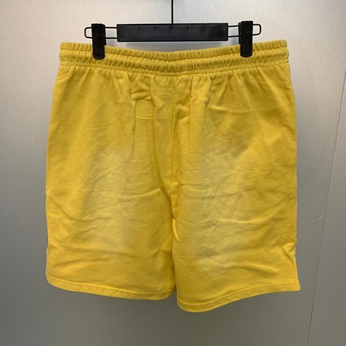 Black Flame Logo Print Washed Yellow Shorts 29043469