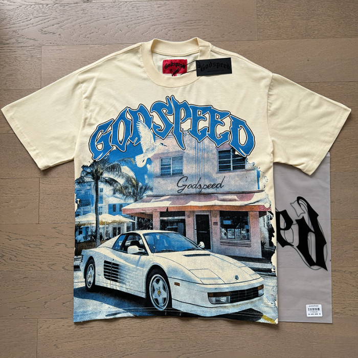 Miami sports car street scene double-sided printed short-sleeved T-shirt