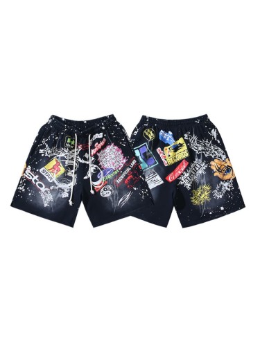 Trendy Graffiti Slogan Print Washed Shorts 29043463