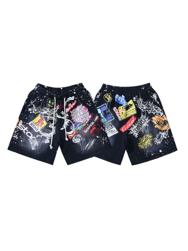 Trendy Graffiti Slogan Print Washed Shorts 29043463