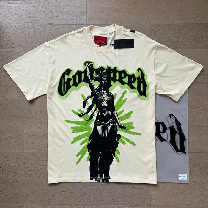 Street style fluorescent green Liberty Goddess print vintage T-shirt 29039406