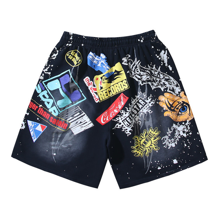 Trendy Graffiti Slogan Print Washed Shorts 29043463