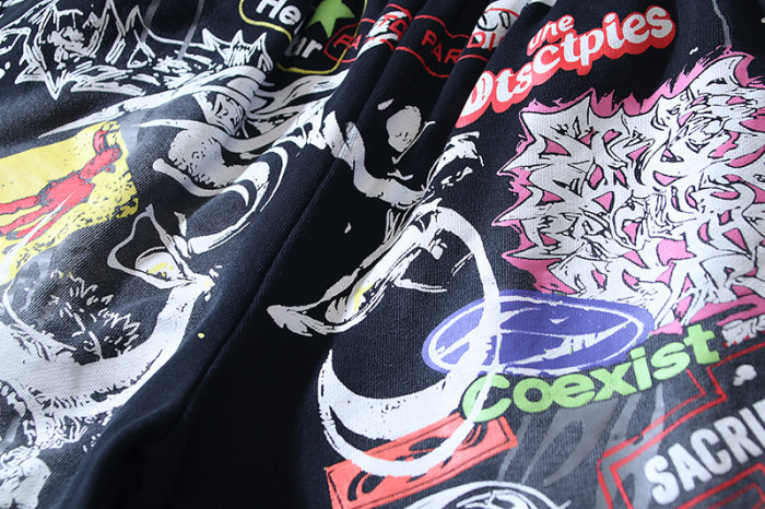 Trendy Graffiti Slogan Print Washed Shorts 29043463