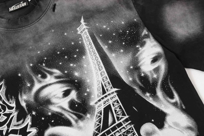 Dark Paris Eiffel Tower Print Washed Tee 2 colors 29043139