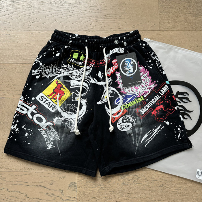 Trendy Graffiti Slogan Print Washed Shorts 29043463