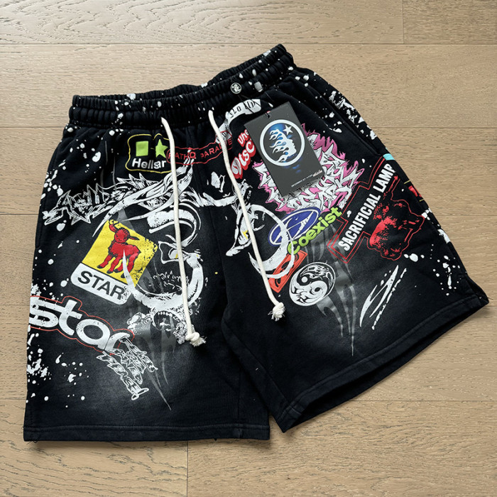 Trendy Graffiti Slogan Print Washed Shorts 29043463
