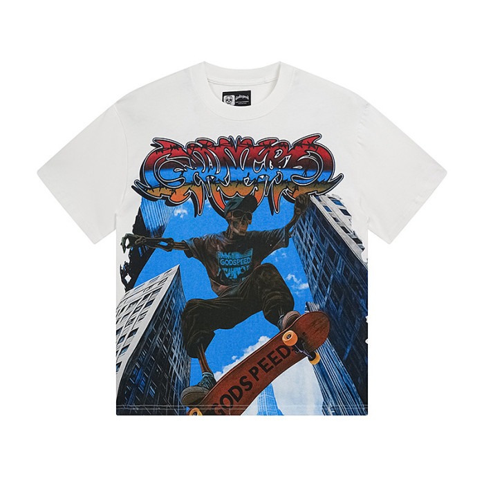 Urban skateboard skull G-shaped logo white short-sleeved T-shirt 29046132