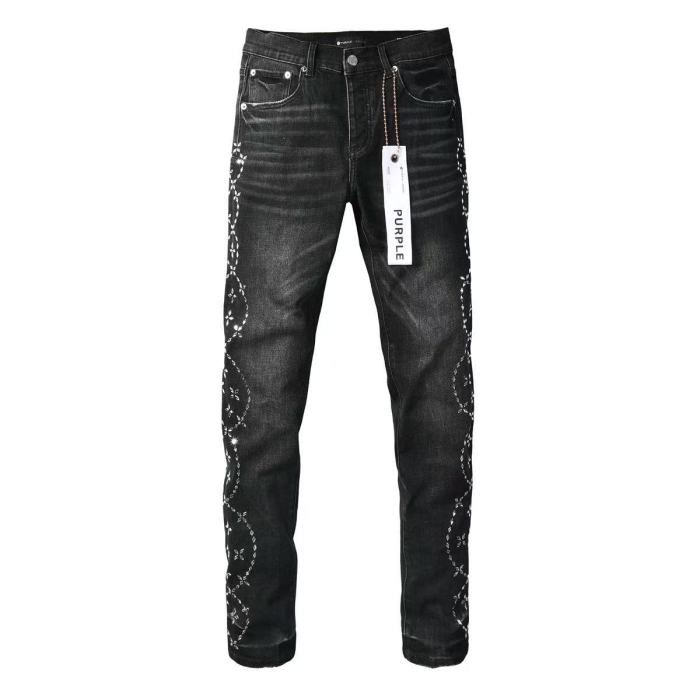 1:1 quality version Side Diamond Chain Rhinestone Jeans 29045806