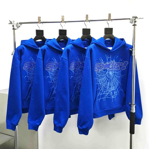 [Big & Tall for weights up to 220 lbs]1:1 quality version Rhinestone Blue Letter Royal Blue Print Hoodie & Pants Set 29045597