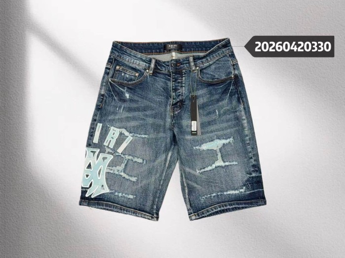 1:1 quality version Reflective Letter Patch Distressed Denim Shorts 29045796