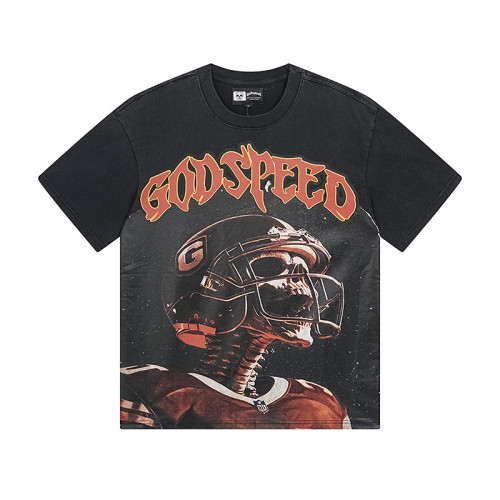 Rugby skull G-shaped logo black vintage short-sleeved T-shirt 29045568