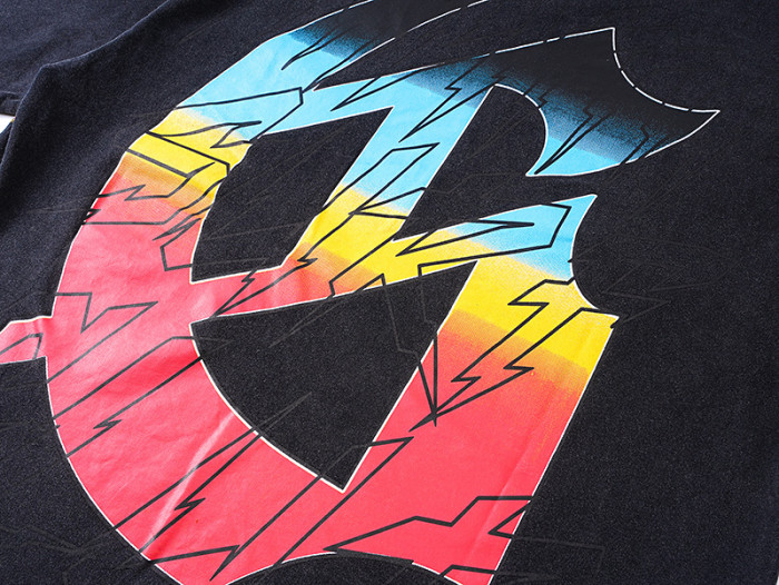 Surfer skull G-shaped logo black vintage short-sleeved T-shirt 29045242