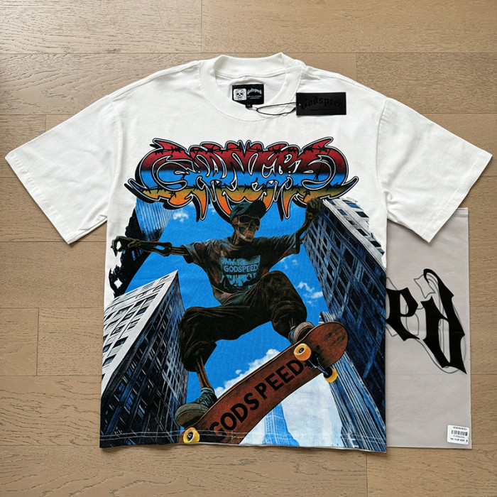 Urban skateboard skull G-shaped logo white short-sleeved T-shirt 29046132