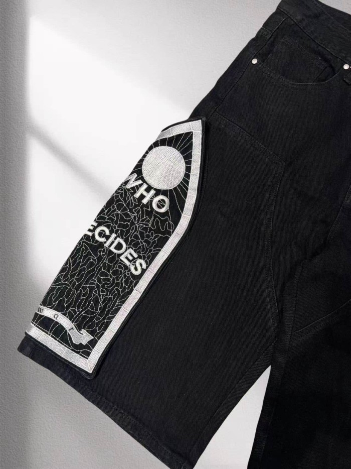 1:1 quality version Spliced Letter Embroidered Denim Shorts 3 colors 29045802