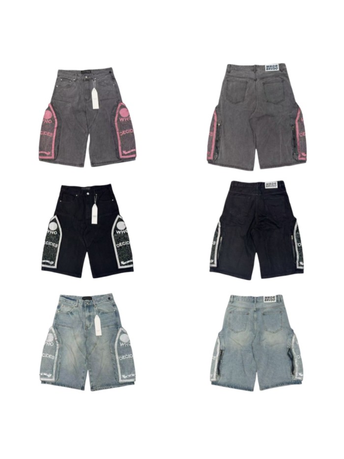 1:1 quality version Spliced Letter Embroidered Denim Shorts 3 colors 29045802