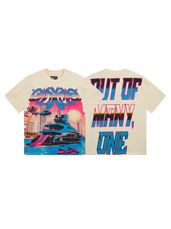 Vintage Miami Yacht City Print T-shirt 29044609