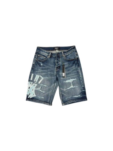 1:1 quality version Reflective Letter Patch Distressed Denim Shorts 29045796