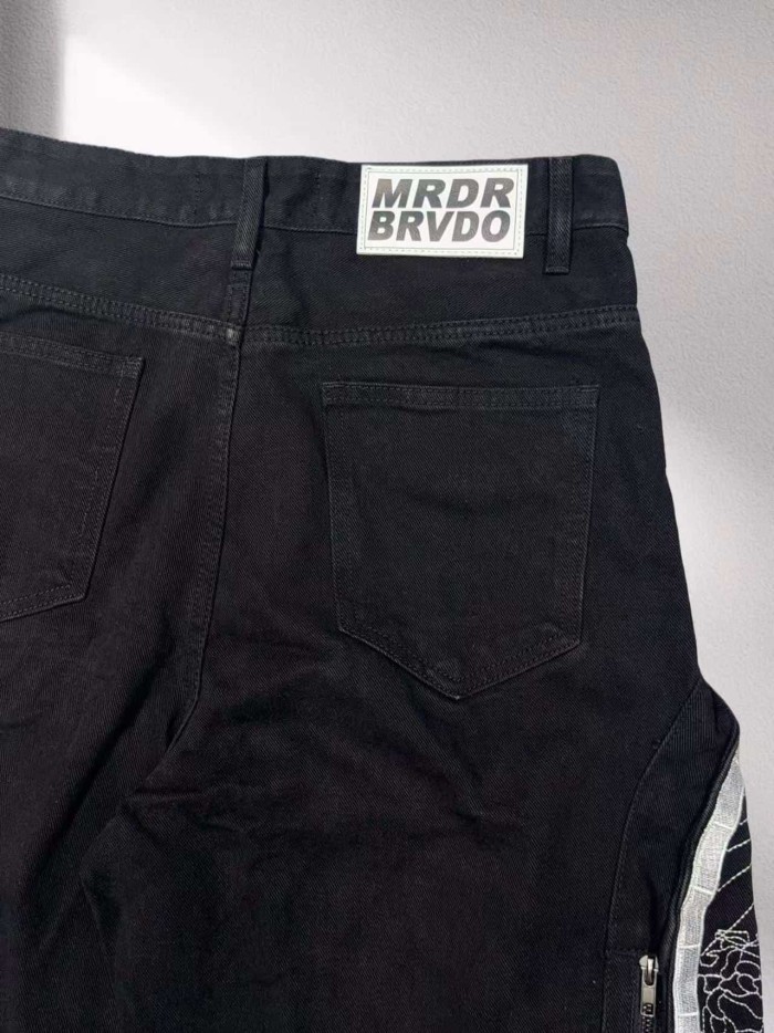 1:1 quality version Spliced Letter Embroidered Denim Shorts 3 colors 29045802