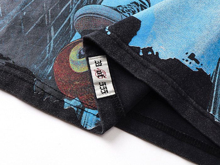 Urban skateboard skull G-shaped logo black vintage short-sleeved T-shirt 29045605