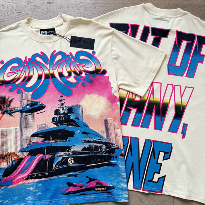 Vintage Miami Yacht City Print T-shirt 29044609