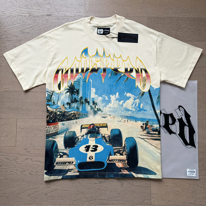 Miami F1 Racing Beige Double-sided Printed Short-sleeved T-shirt 29044616
