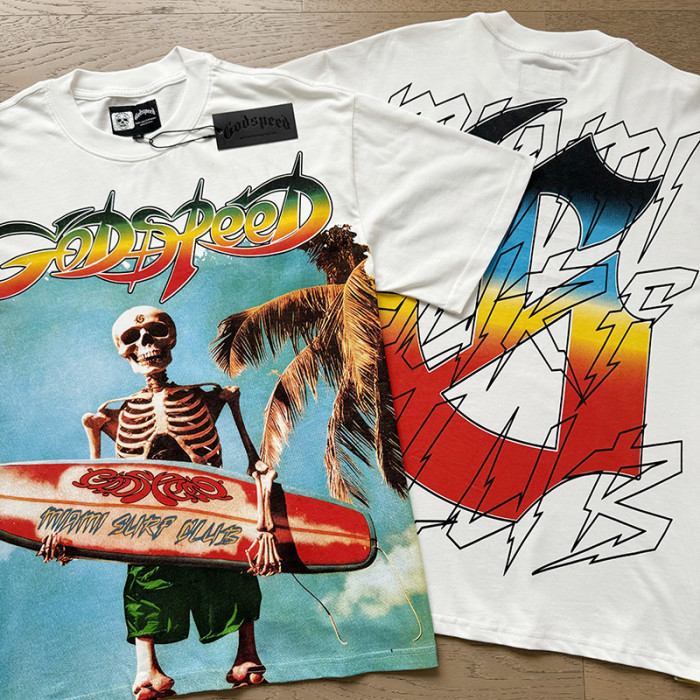 Surfing skull G-shaped logo white short-sleeved T-shirt 29044743