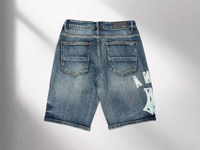 1:1 quality version Reflective Letter Patch Distressed Denim Shorts 29045796
