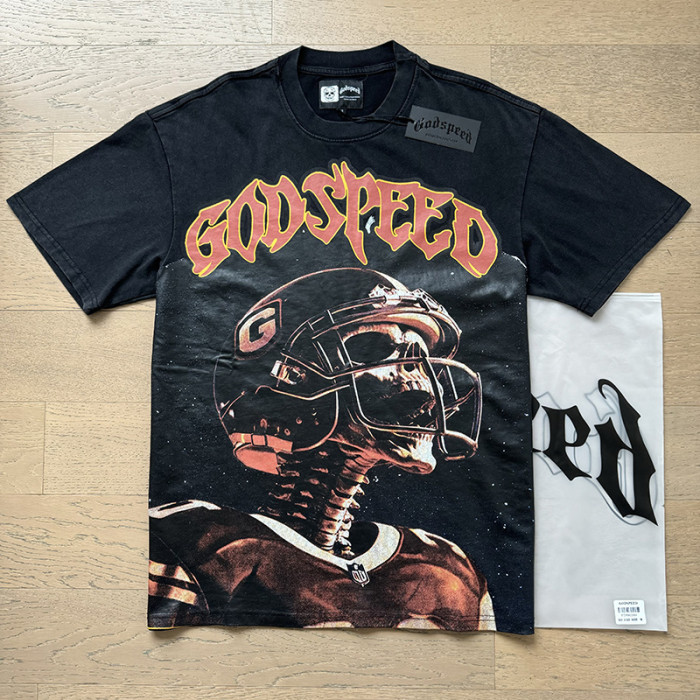 Rugby skull G-shaped logo black vintage short-sleeved T-shirt 29045568