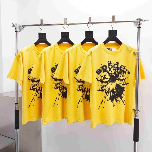 [Big & Tall for weights up to 220 lbs]1:1 quality version Rhinestone Black Letter Black Mesh Yellow Print Tee 29045594