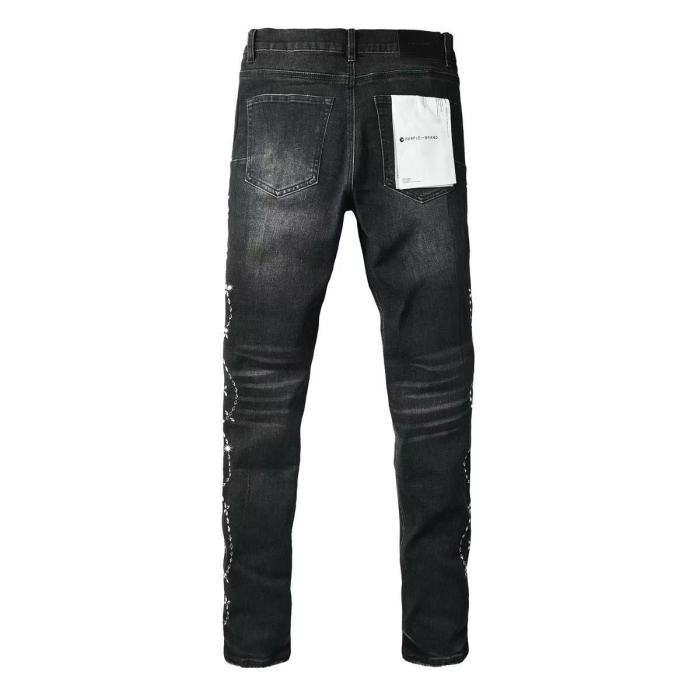 1:1 quality version Side Diamond Chain Rhinestone Jeans 29045806
