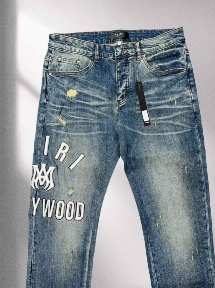 1:1 quality version Hollywood White Line Embroidered Jeans 29045804