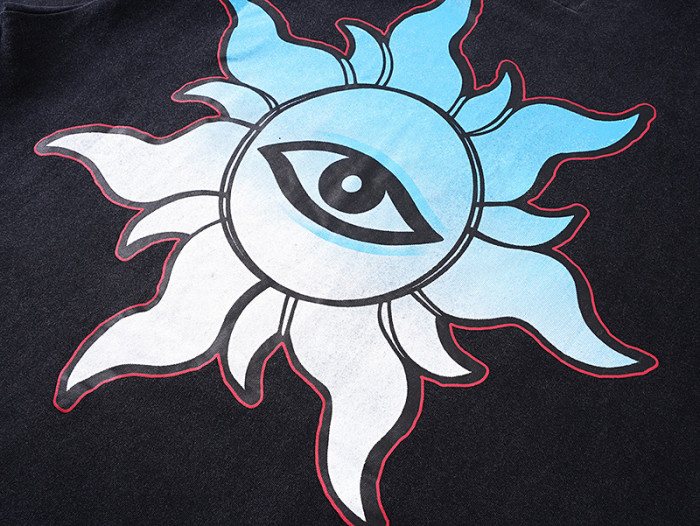 Miami Sports Car All-Seeing Eye Black Distressed Short-Sleeve T-Shirt 29044777