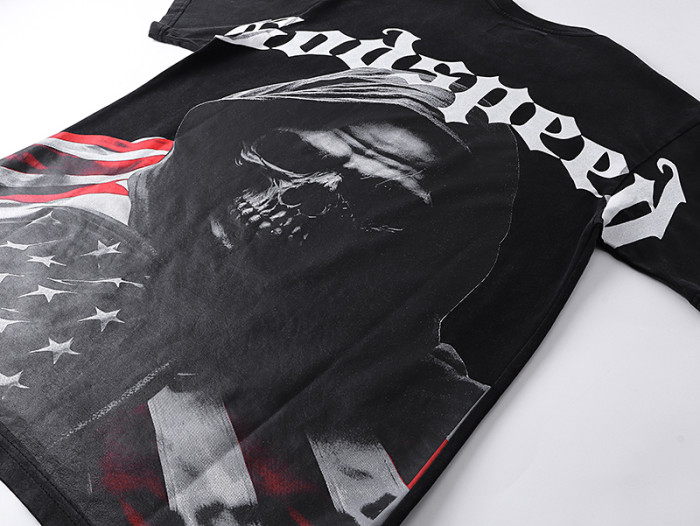 National flag Reaper vintage washed double-sided printed short-sleeved T-shirt 29044589