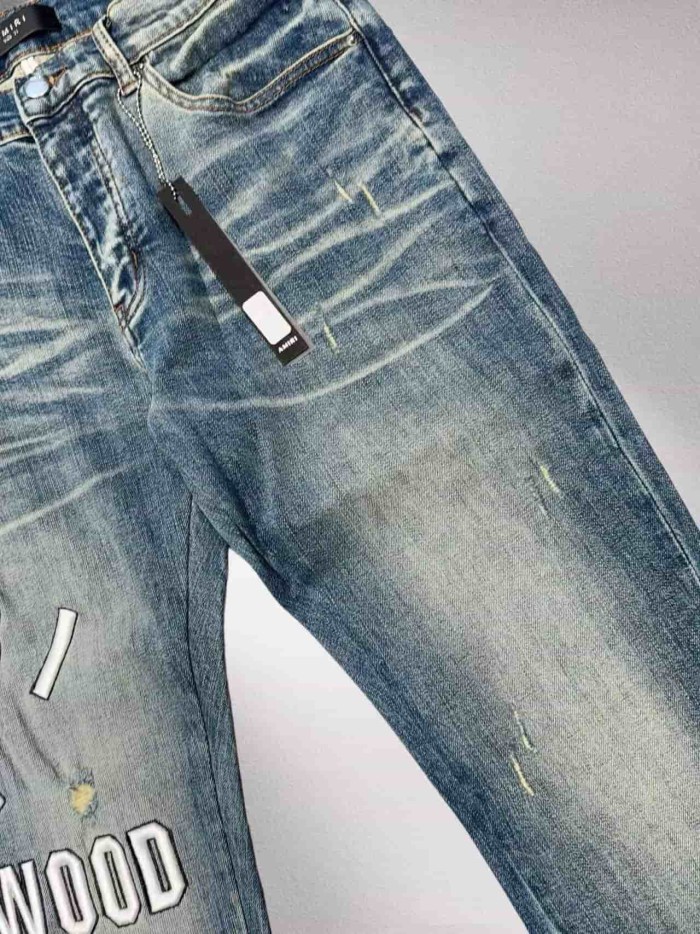 1:1 quality version Hollywood White Line Embroidered Jeans 29045804