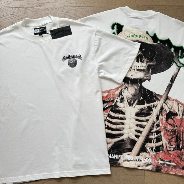 Vacation-style skull 8-ball white short-sleeved T-shirt 29044595
