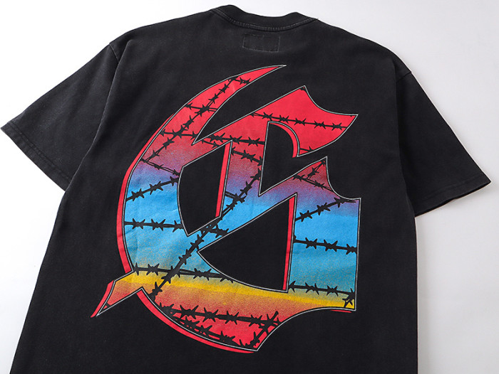 Urban skateboard skull G-shaped logo black vintage short-sleeved T-shirt 29045605