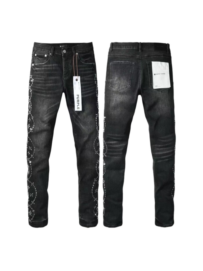 1:1 quality version Side Diamond Chain Rhinestone Jeans 29045806