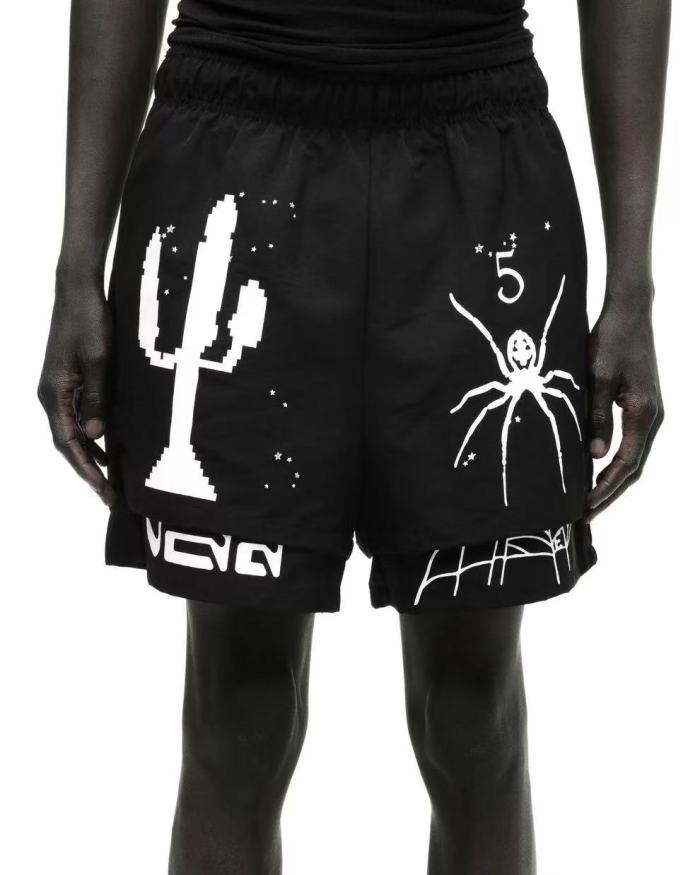 [Big & Tall for weights up to 220 lbs]1:1 quality version Spider Candlestick Print Nylon Shorts 29045596