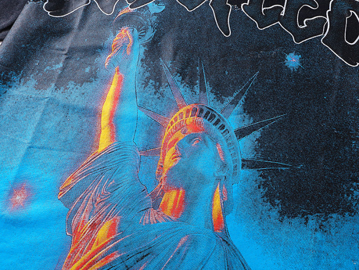 Flame Statue of Liberty Black Vintage Short-sleeved T-shirt 29046895
