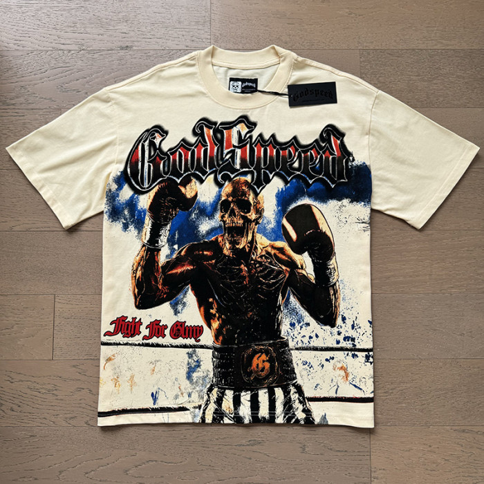 Boxing skeleton G logo beige short-sleeved T-shirt 29046921