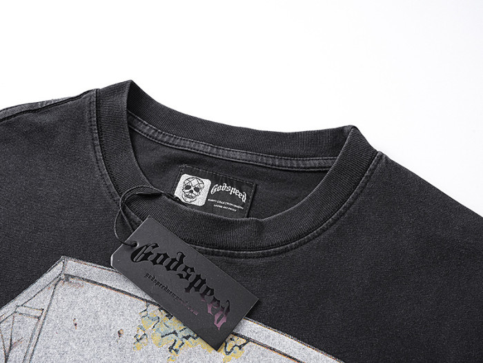 Surfing Skull G, marked in black for a vintage look, short-sleeved T-shirt 29047318