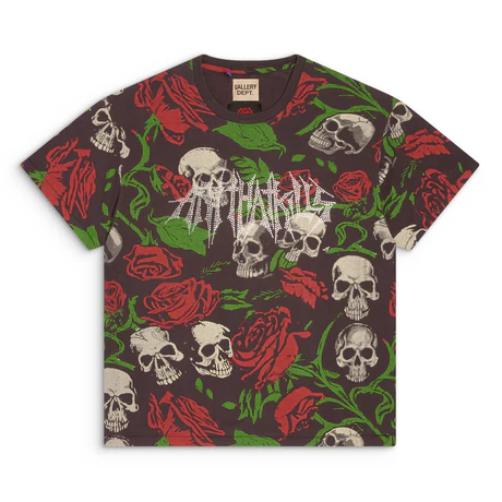 All Over Skull And Rose Print Tee 29047349