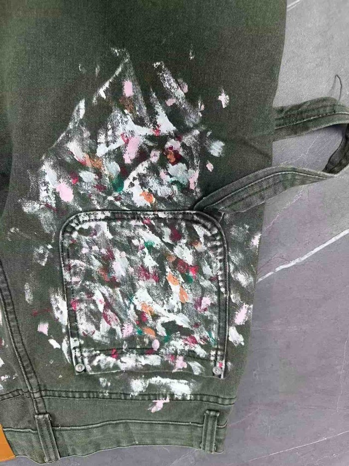 Street Style Color Splash Denim Shorts 29047338