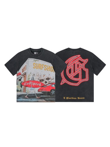 Surfing Skull G, marked in black for a vintage look, short-sleeved T-shirt 29047318