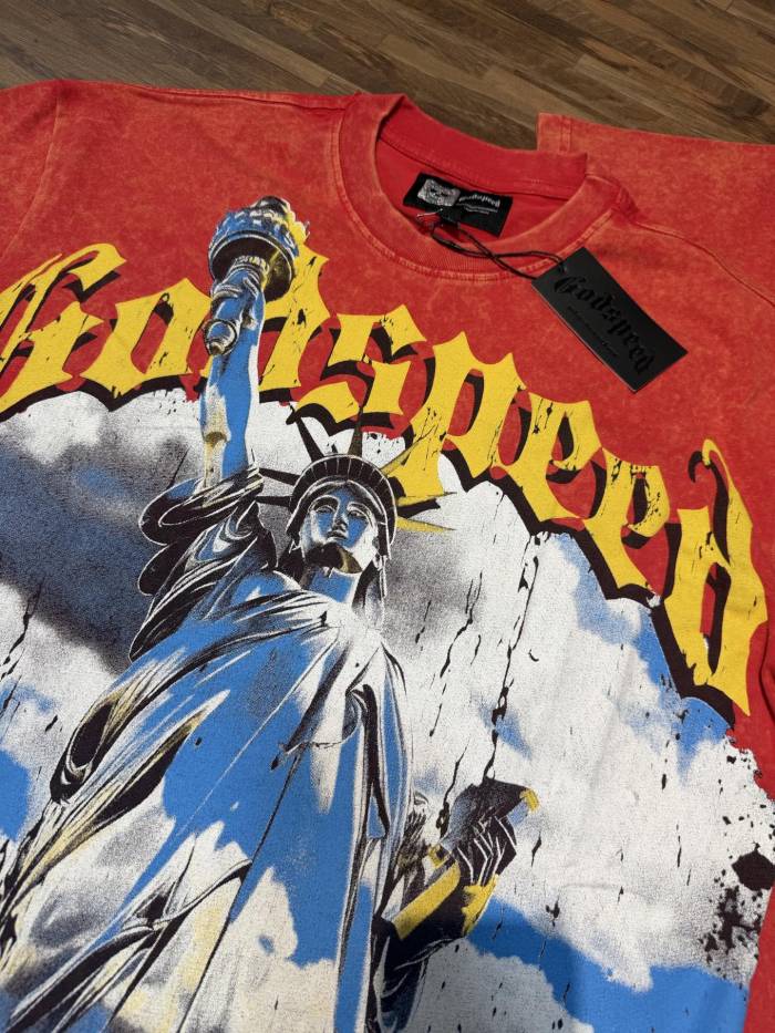 Vintage Liberty Goddess Distressed Print T-shirt 2 colors 29047415