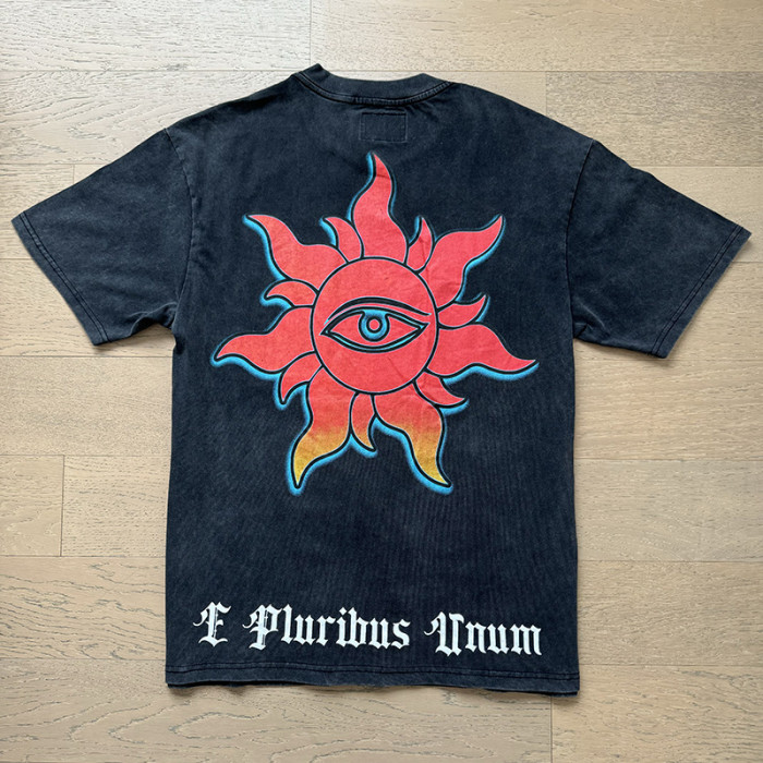 Desert Highway Skeleton Sun Eyes Black Distressed Short-sleeved T-shirt 29046915