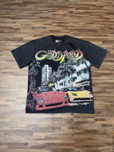 Miami Sports Car G Black Distressed Short-sleeved T-shirt 29047441