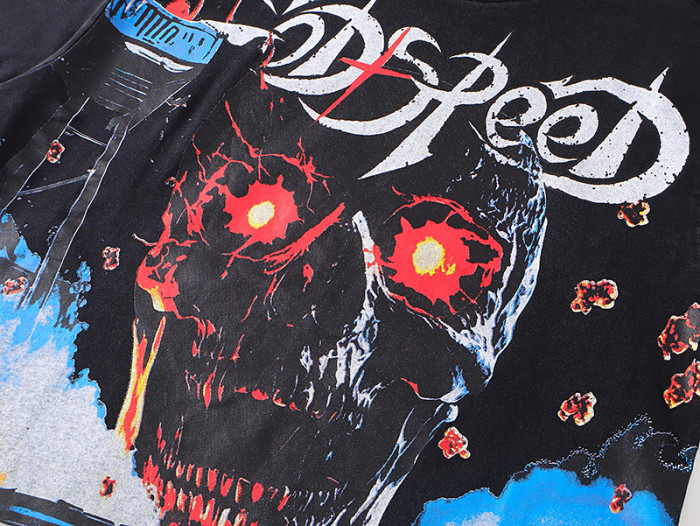 Doomsday Skull Neon G Black-marked Vintage Short-sleeved T-shirt 29046897